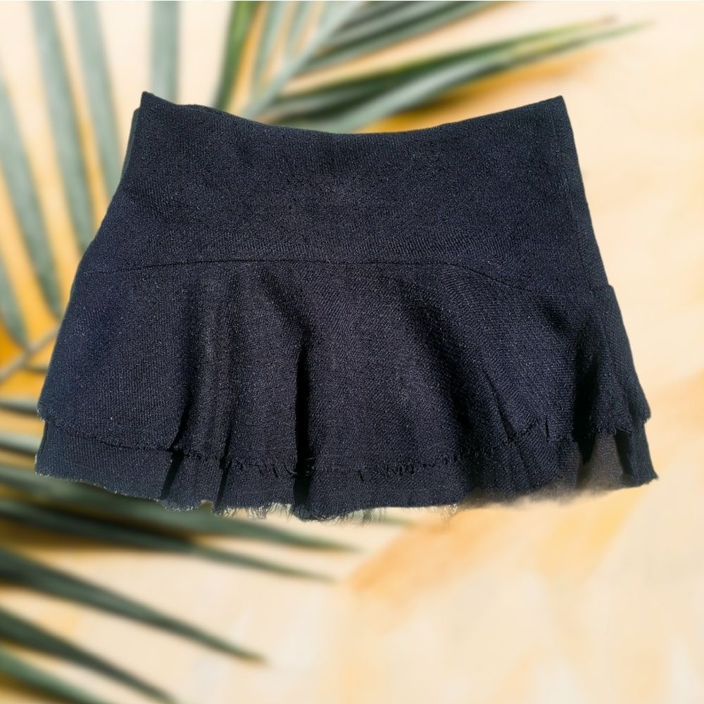 Black Mini Flare Skirt with Appliqué - Picture 2 of 3